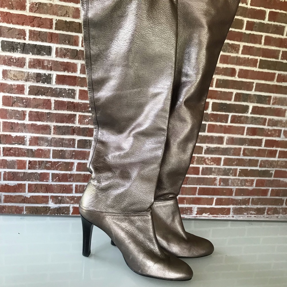 Stuart Weitzman Bronze Metallic Over Knee Boots